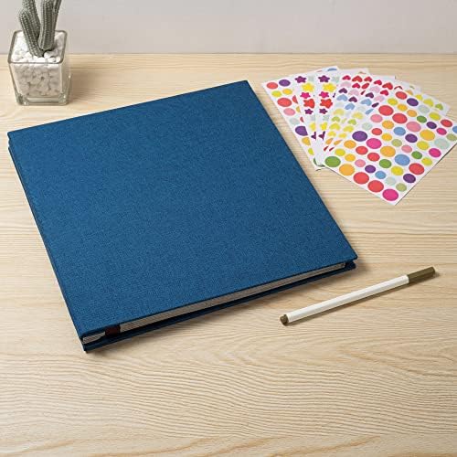 Large Photo Album Self Adhesive for 4x6 8x10 Magnetic Scrapbook Album DIY 60 Black Sticky Pages Linen Cover Photo Album(Blue) - Image 6