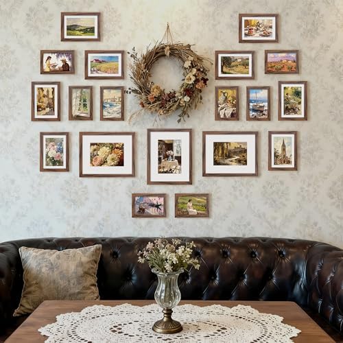 upsimples Picture Frames set of 19, Including 8x10, 5x7, 4x6 Brown Frame - Image 5
