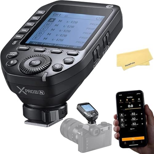 GODOX XProII-N TTL Wireless Flash Trigger for Nikon Cameras,2.4G 1/8000s HSS,Built-in Bluetooth for Smartphone APP Control,TTL Convert-Manual TCM Function,Quick Release Lock Hotshoe,Large LCD Screen by GODOX