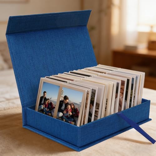 4x6 Photo Storage Box, Premium Linen Memory Box for Photos, Pictures, Certificates, Scrapbooking Supplies & Jewelry - Portable, Stackable Organizer for Home, Crafters & Collectors - Image 3