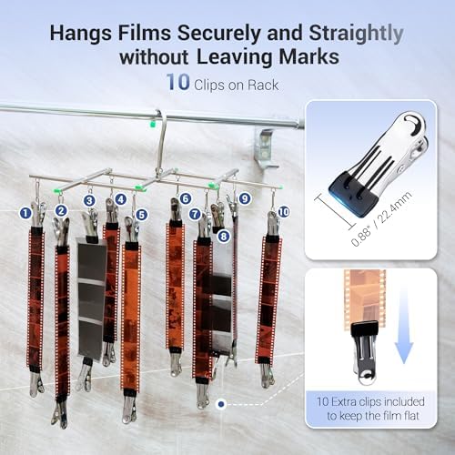 JJC Darkroom Drying Hanging Rack with 10 Clips for 35mm 120 Film Developing - Image 3