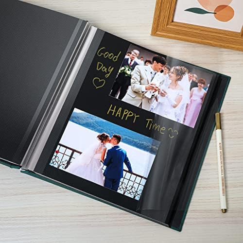 Spbapr Large Photo Album Self Adhesive Linen Cover Magnetic Scrapbook Album DIY Scrap Book 60 Black Sticky Pages for 3x5 4x6 5x7 8x10 Pictures with A Metal Pen - Image 4