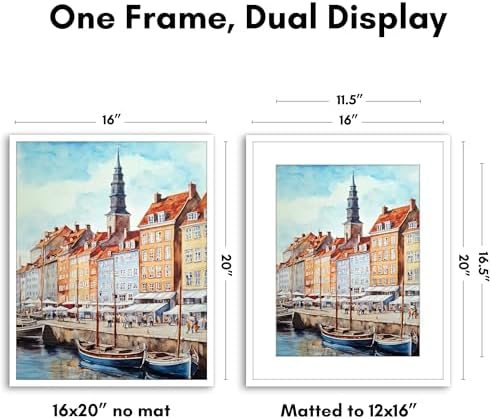 Americanflat 16x20 Poster Frame - Matted to 12x16 - Slim Molding - White - Image 2