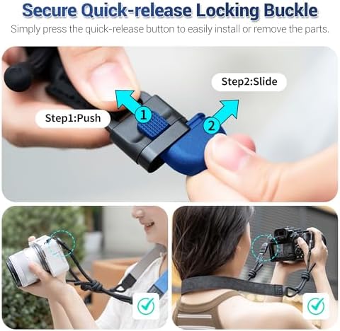 Blue Minimalist Denim lifestyle Camera Shoulder Neck Strap with Quick Release for Most Mirrorless Cameras Canon EOS R50 R10 Fuji X-T30 III XT-50 Nikon Z5 Z50 II Z fc Zf, Adjustable Comfortable Strap - Image 3