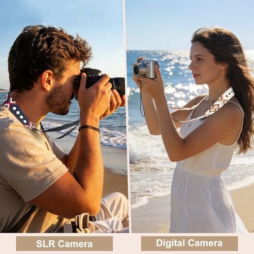 Universal Camera Strap - Camera Neck Strap, Adjustable Shoulder Straps Compatible with Canon, Fujifilm, Nikon, Olympus, Panasonic and other SLR and mirrorless cameras - Red Black and White Weave - Image 2