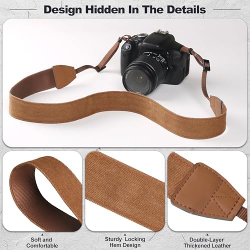 Universal Camera Strap - Camera Neck Strap, Adjustable Shoulder Straps Compatible with Canon, Fujifilm, Nikon, Olympus, Panasonic and other SLR and mirrorless cameras - Brown - Image 5