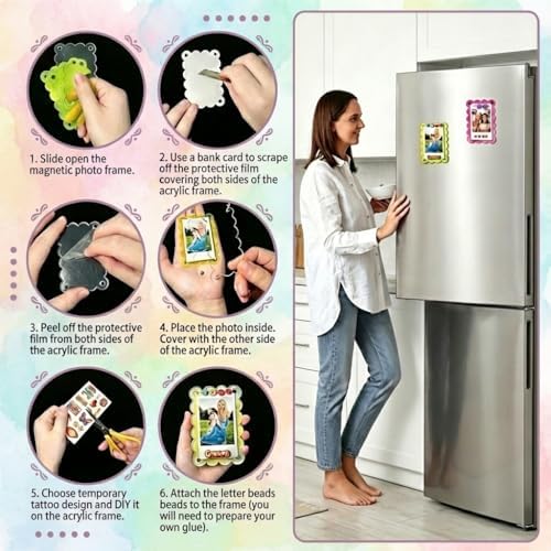 10 Sets Colorful DIY Acrylic Magnetic Picture Frame Craft Kit - Image 2