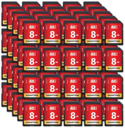 GIGASTONE 8GB SD Card 100-Pack UHS-I U1 Class 10 SDHC Memory Card, Speed Up to 80MB/s, Full HD Video Kodak Olympus Digital Camera, with 100 Mini Cases by Gigastone