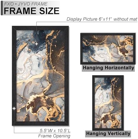 6x11 Picture Frame Set of 2 Black Engineered Wood Tabletop/Wall Hanging - Image 4