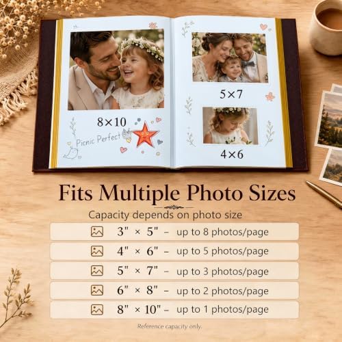 Zoview Red Brown Large Self-Adhesive Photo Album, PU Leather Cover - Image 4