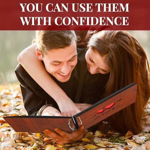Cinnvoice Our First Year Scrapbook, 1-Year Down Photo Album for Couples Handmade DIY Memory Notebook Family Photo Album for Couples Husband Wife Memory Book(Our First Year-red) - Image 5
