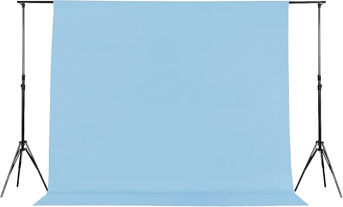 Joccun 8X10 FT Light Blue Backdrop Background for Photography,Polyester Backdrop Curtain Background Screen for Photography,Photoshoot,Video Recording,Studio(8X10ft,Light Blue) by Joccun