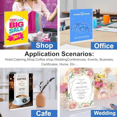 Arrobust 30 Pack Acrylic Sign Holder 8.5 x 11, Clear Display Table Top Signs Stand, Double Sided T Shape Flyer Holder, Plastic Frames Paper Holder for Stores Home Office Store Restaurants Wedding Retail Show Fair - Image 5