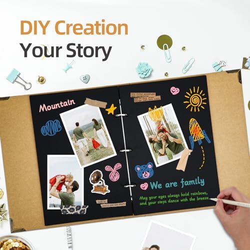 Vienrose DIY Scrapbook Photo Album Kit,8.5x11 Inch,60 Pages,Khaki - Image 2