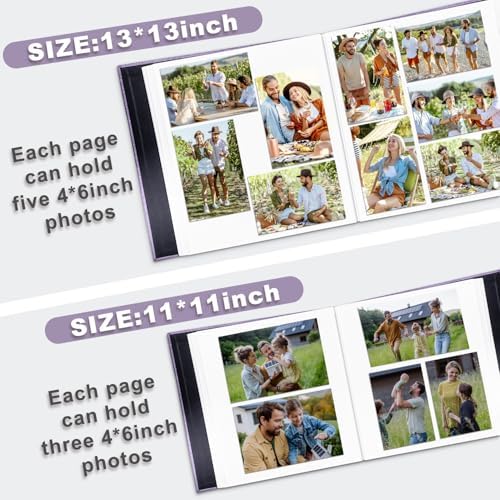 Large Photo Album Self Adhesive, DIY Scrapbook Album for 4x6 8x10 Pictures, 40 Pages Light Purple Linen Cover Memory Book, Ideal Gift for Family Travel Wedding Baby Christmas Anniversary - Image 5