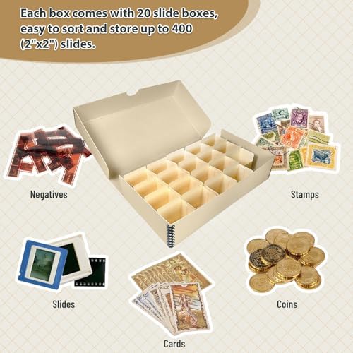 Lineco Archival Slide Storage Box, Clamshell Box, 11.68x6.37x2.25 Inch, Tan - Image 7