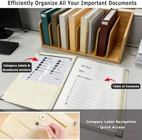 The Life Book Document Organizer - Binder for Important Documents, in Case i Die Binder, End of Life Organizer Paper File Folio Organizer with Labele, Thickened Version Document Organizer (Khaki) - Image 5