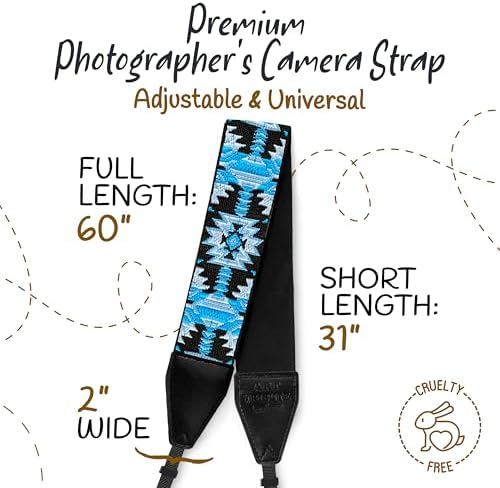 Art Tribute Camera Strap - Shoulder, Crossbody & Neck Camera Strap for Photographers, Fits All Cameras, Canon Nikon Sony Fujifilm, Padded Strap W/Quick Release, Embroidered Cotton & Leather Ends - Image 5