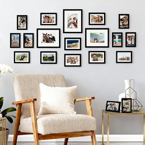 upsimples Picture Frames set of 19, Including 8x10, 5x7, 4x6 Black Frame - Image 6