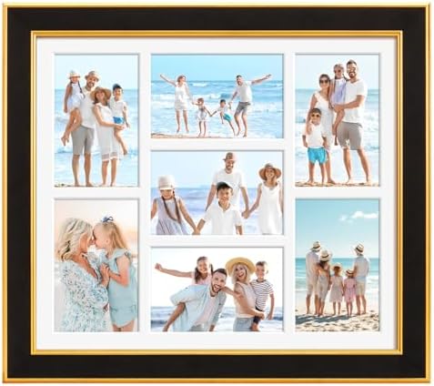 Suede 13.5x15.5 Picture Frame Display 7 Opening 4x6 Picture Frames Collage Wall Decor with Mat,Multi Photo Frame for Plexiglass,Wall Decor,1Pack,Black - Image 3