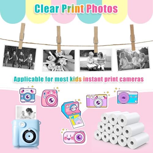 25 Rolls Instant Print Camera for Kids Refill Print Paper - Thermal Print Paper Rolls Photo Print HD Printing for Most Kids Instant Camera(White) - Image 3