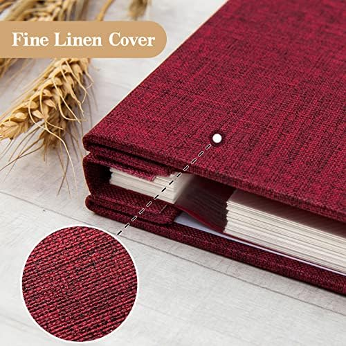 potricher Large Self Adhesive Photo Album 40 Pages, Linen cover, Red - Image 5