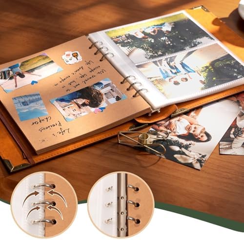Vintage PU Leather Scrapbook Photo Album, 4x6 120 Photos Green - Image 6