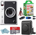 Fujifilm Instant Mini EVO Hybrid Camera Bundle with 20 Instant Film Sheets + 32GB Memory Card + Carrying Case + Flex Tripod + BluebirdSales Cleaning Cloth (Black) by FUJIFILM