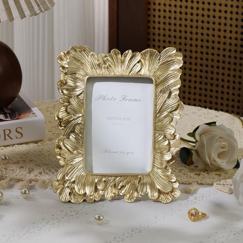 Cuspin 3.5x5 Picture Frame Small Gold Frames, Vintage Palm Leaves Textured - Image 2