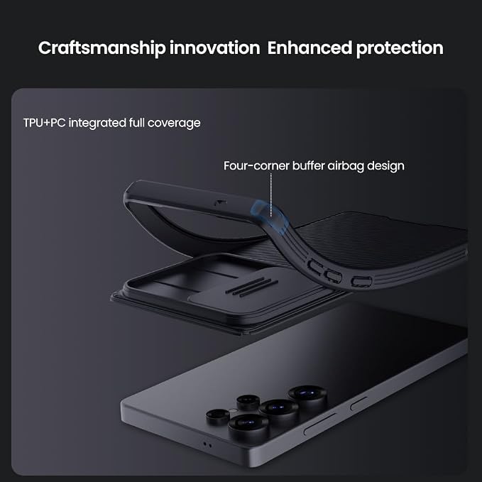 Mangix for Samsung Galaxy S25 Ultra Case with Camera Cover,Slim Fit Thin Polycarbonate Protective Shockproof Cover with Slide Camera Cover, Upgraded Case for Samsung Galaxy S25 Ultra (Black) - Image 4