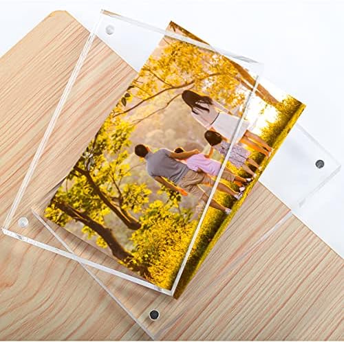 Sezanrpt Acrylic Picture Frames 5x7 Free Standing, Clear Crystal Double Side Magnets 5'' x 7'' Picture Frame, Office Desktop Magnetic 5x7 Lucite Photo Frame for Booth Display, Brand Advertiser… - Image 5
