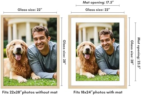 Americanflat 22x28 Poster Frame - Matted to 18x24 - Natural Oak - Image 2