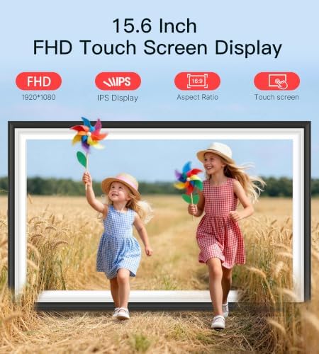 64GB Frameo 15.6" Digital Picture Frame Large WiFi Electronic Photo Frames 1920 x 1080 IPS FHD Touch Screen Share Moments Instantly Anywhere Best Gift for Parents and Grandparents Black with White - Image 4