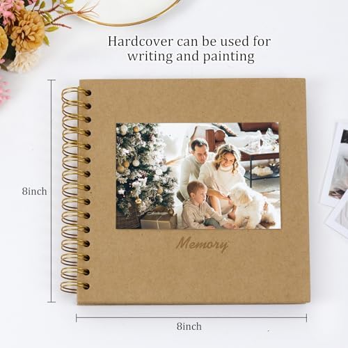 RECUTMS 8 x 8 Inch Small DIY Scrapbook Photo Album 60 Pages Hardcover Brown - Image 2