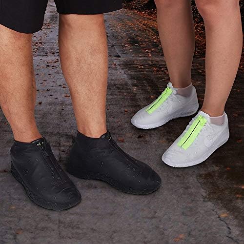 Shiwely Silicone Waterproof Shoe Covers, Upgrade Reusable Overshoes with Zipper, Resistant Rain Boots Non-Slip Washable Protection for Women, Men (M (Women 5-7, Men 5-6), White) - Image 6