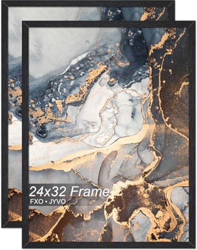 Fxojyvo 24x32 Picture Frame Set of 2 Black Engineered Wood Wall Hanging by Fxojyvo