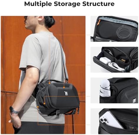 K&F CONCEPT Camera Sling Bag, Hardshell Crossbody Bag with Tripod Holder - Image 3
