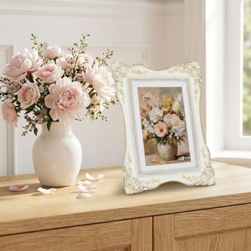 White Vintage Picture Frame 5x7, Antique Wedding Photo Frame Decor - Image 2