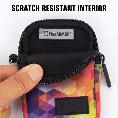 USA Gear Digital Camera Case, Small Camera Pouch Fits Nikon Coolpix AW100, A900, S7000, S6900, S8200, A10, S4300, W300, Compact Neoprene Sleeve, Belt Loop, Wrist Strap, SD Card Pocket (Geometric) - Image 4