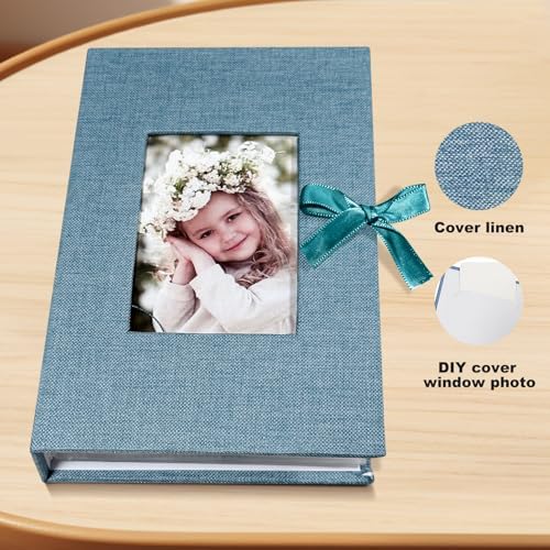 Photo Album 4x6 100 Pockets, Slip-in Picture Albums, Linen Cover Top Loader Vertical Pockets Albums for Baby, Kids Boy Girls, Wedding, Family, Anniversary, Sky Blue - Image 4
