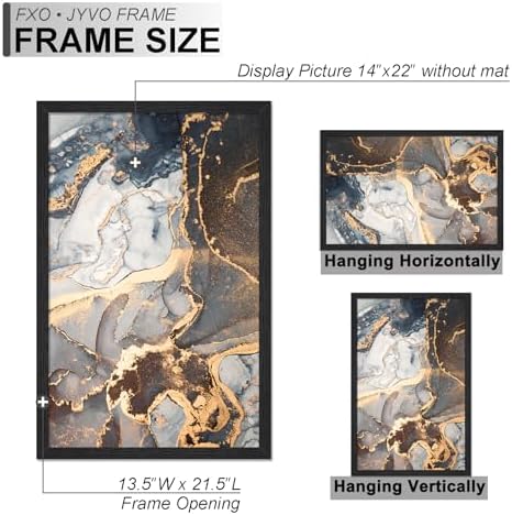 Fxojyvo 14x22 Picture Frame Set of 3 Black Engineered Wood Wall Hanging - Image 4