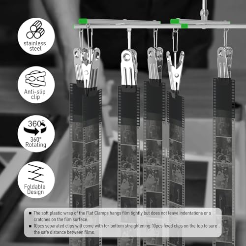 Darkroom Film Negative Drying Hanging Rack Frame Foldable Hanger Windproof 10 Clips for 35mm 120 4x5'' Film - Image 4