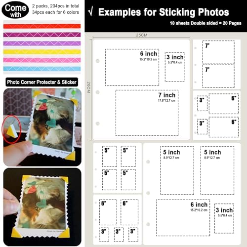 10 Sheets Double Sided Scrapbooking Refill Pages, 9.84x10.24" No Acid Thick Additional Craft Paper Cardboard for ALL ADVcer 10x10 inch Three-Ring Loose-Leaf Binder Photo Album Scrapbook (White) - Image 7
