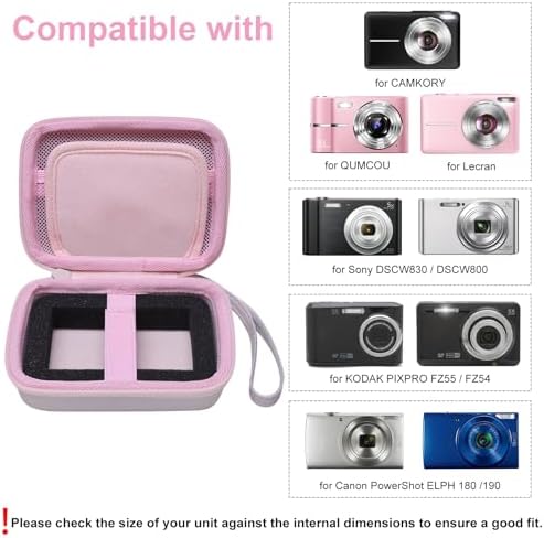 L LTGEM Digital Camera Case Compatible with KODAK PIXPRO FZ55/FZ45, Canon ELPH 180/190, Sony DSCW830/DSCW800, CAMKORY, QUMCOU, Lecran Digital Cameras, Pearl Powder(Case Only) - Image 2
