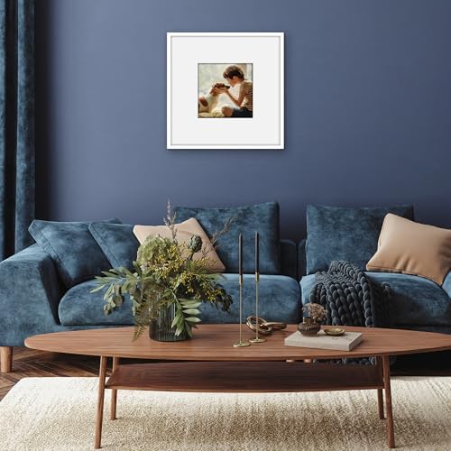 Americanflat 24x24 Poster Frame - Matted to 12x12 - Slim Molding - White - Image 4