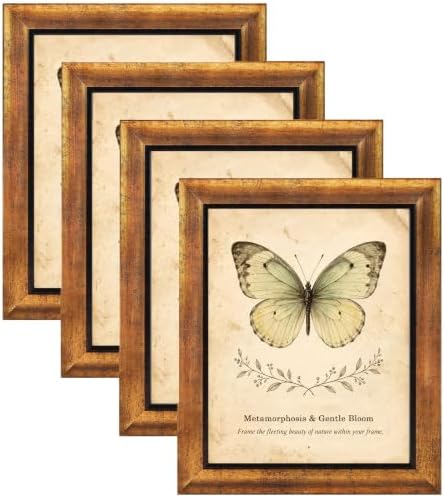 XUANLUO 8x10 Picture Frames Set of 4,Rustic Retro Photo Frame(Gold) by XUANLUO
