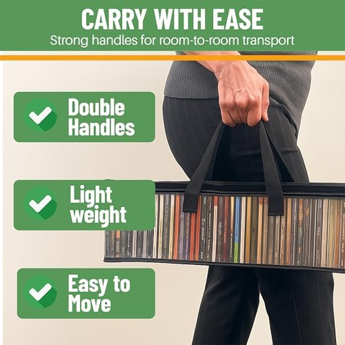 Evelots CD Storage Bags, 8 Pack, Holds 400 CDs with Handles - Image 6