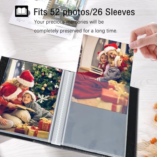 Artmag Small Photo Album 4x6 2 Pack, Each Pack with 26 Clear Pages Holds 52 Vertical Photos for 4x6 Picturs, Artwork or Postcards Storage (Grey) - Image 4