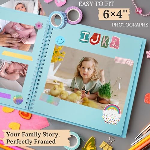 Scrapbook Photo Album 7"x7" 20 Sheets 40 Pages Hardcover Kraft Paper Khaki - Image 5