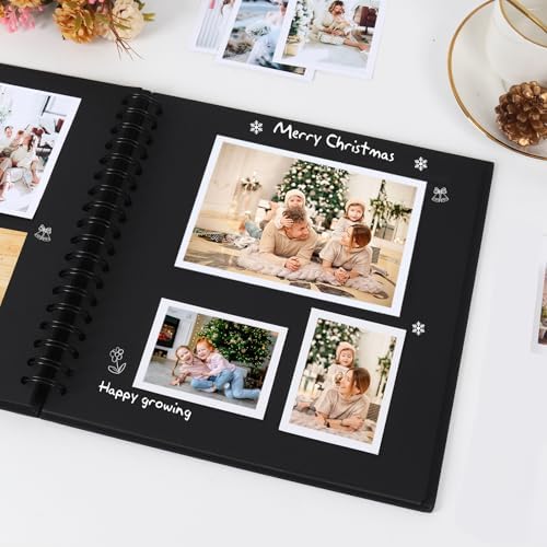 RECUTMS 8 x 8 Inch Small DIY Scrapbook Photo Album 60 Pages Hardcover Black - Image 3